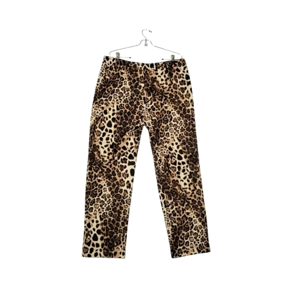 CARMEN MARC VALVO Leopard Print Pants Sz XL Pull On Elastic Waistband - Picture 4 of 5